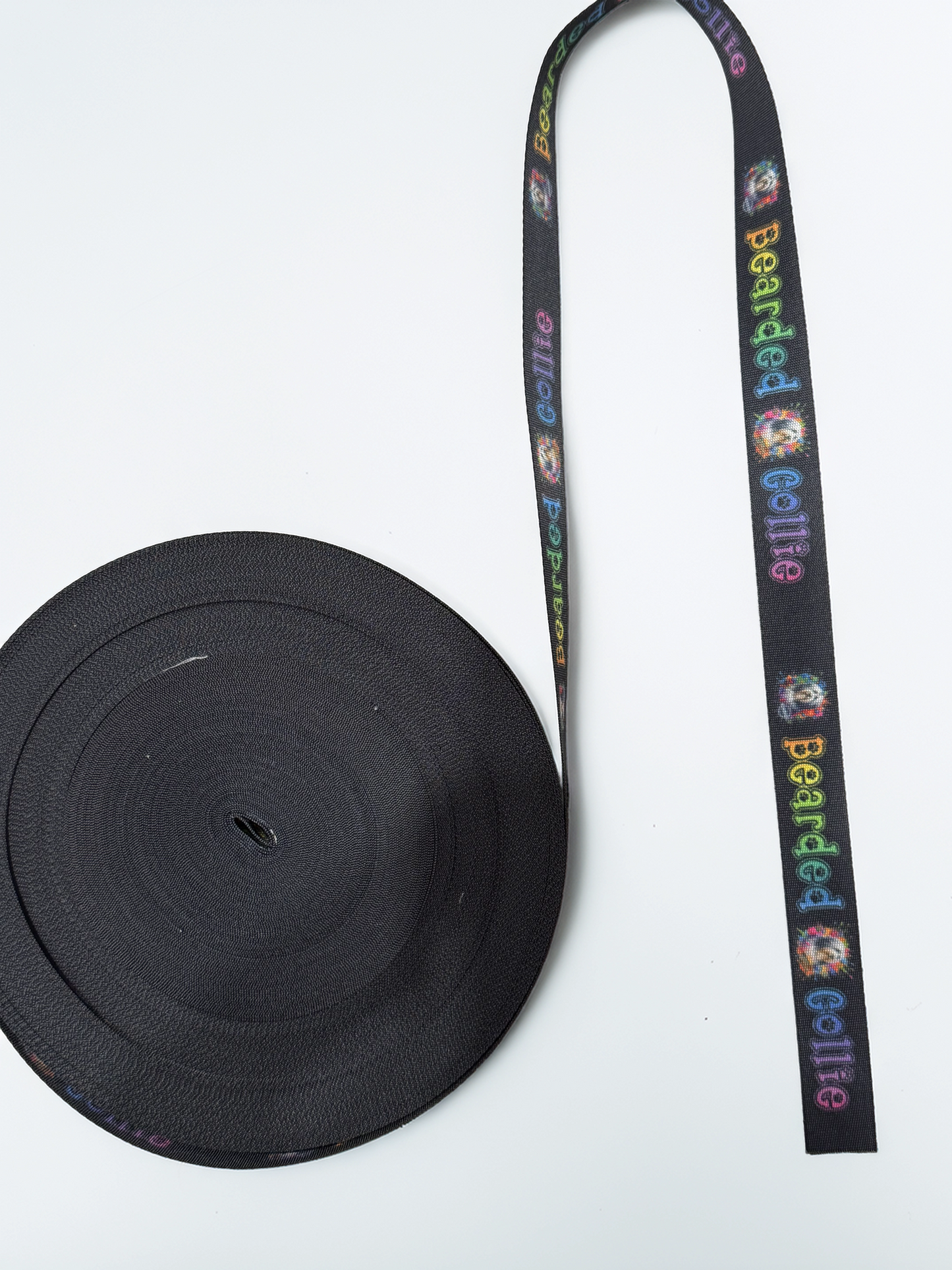 Gurtband Bearded Collie Bunt – 25 mm Polyester, beidseitig bedruckt