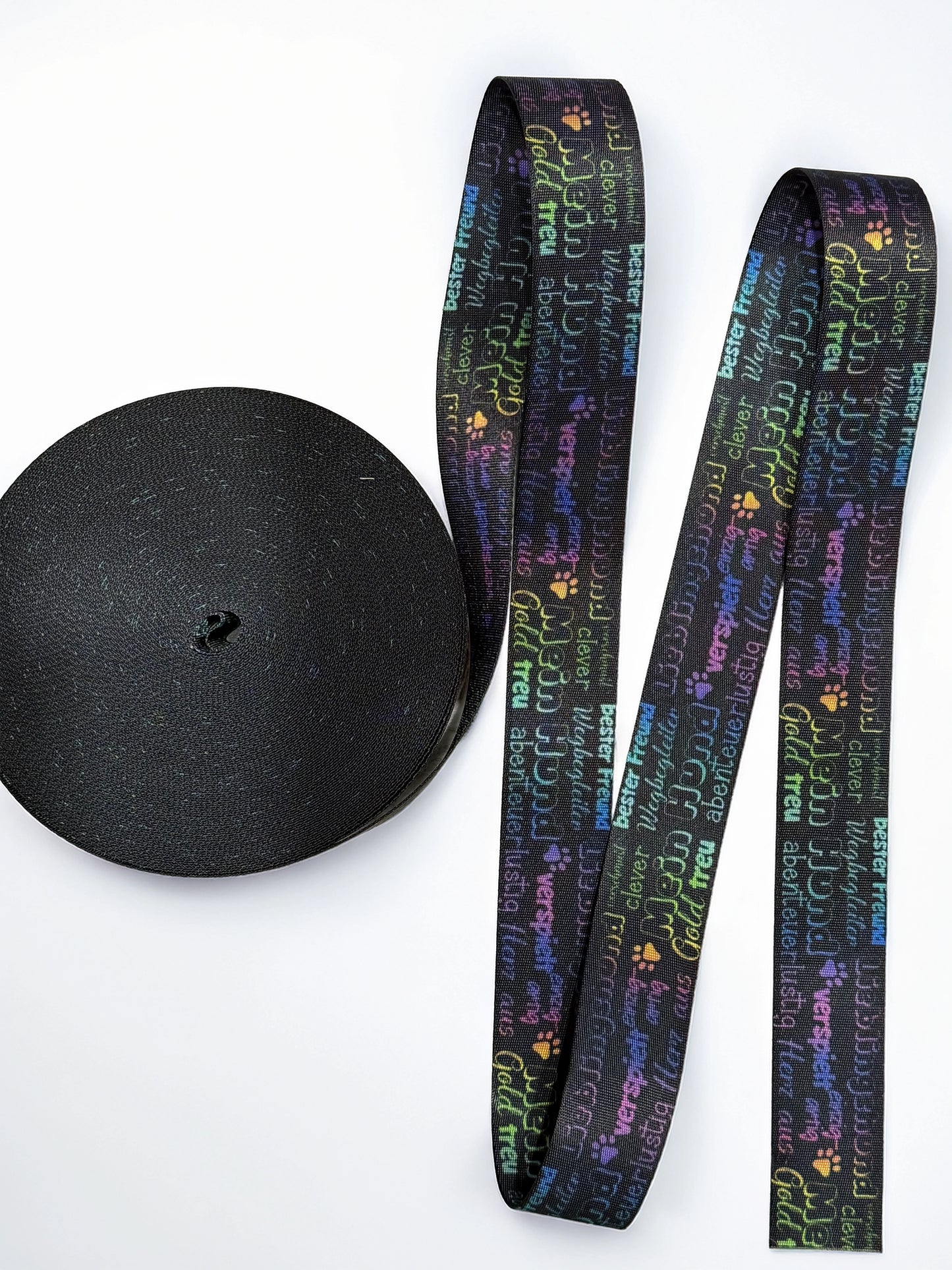 Gurtband Mein Hund Bunt – 38 mm Polyester, beidseitig bedruckt