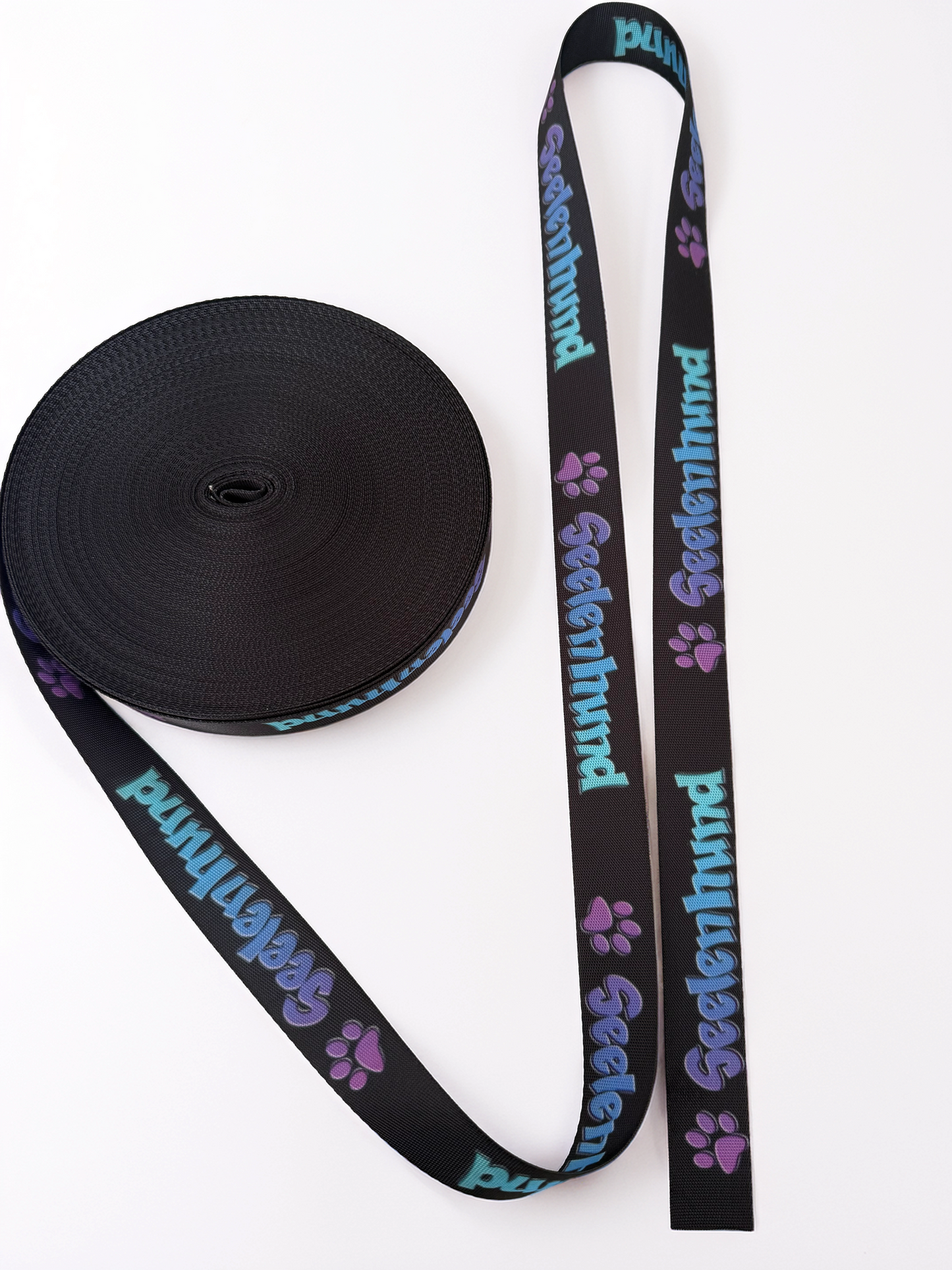 Gurtband Seelenhund Lila Türkis – 25 mm Polyester, beidseitig bedruckt