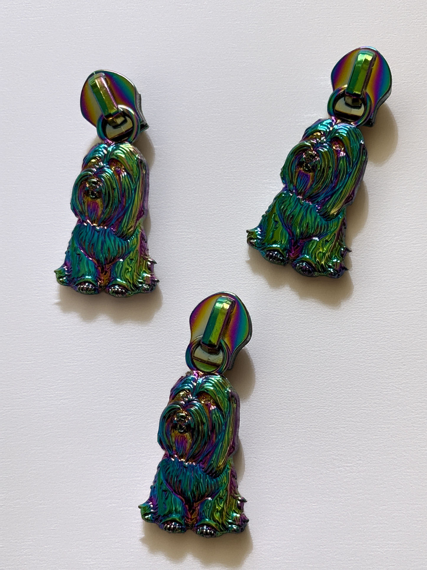 Zipper Bearded Collie Regenbogen – Hundemotiv Zipper für 5 mm Reißverschlüsse