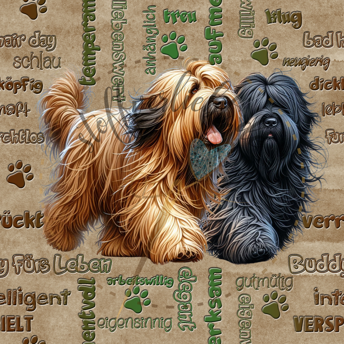 wasserfester Outdoorstoff - Briard mit Wesenszügen